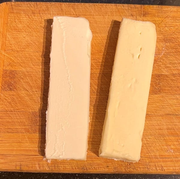 Vegan butter sticks split in half