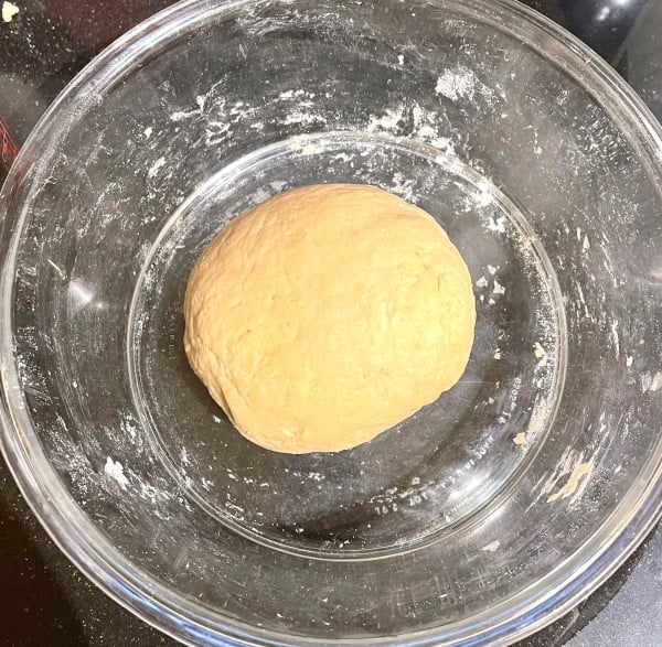 Vegan puff pastry dough kneaded