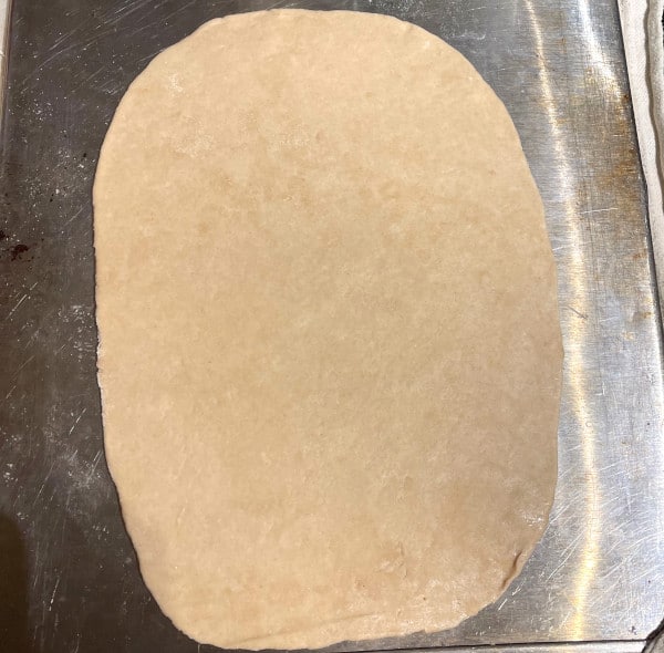 Vegan puff pastry dough rolled out
