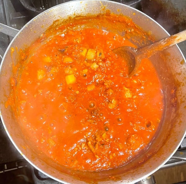 Marinara sauce cooked