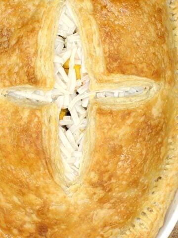 Golden vegan sourdough pie crust.