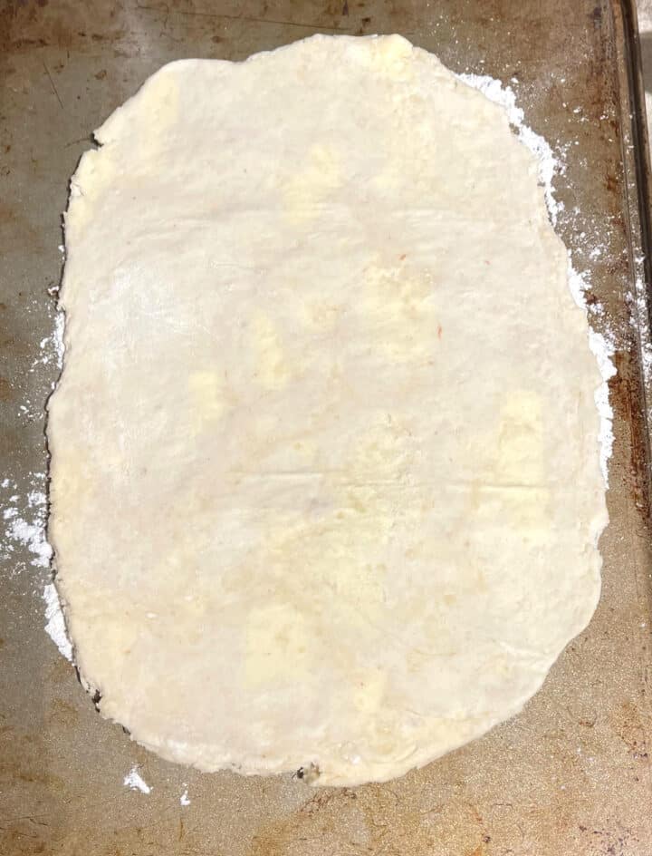 Pie crust rolled before folding