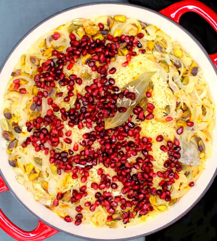 Cooked pomegranate pilaf