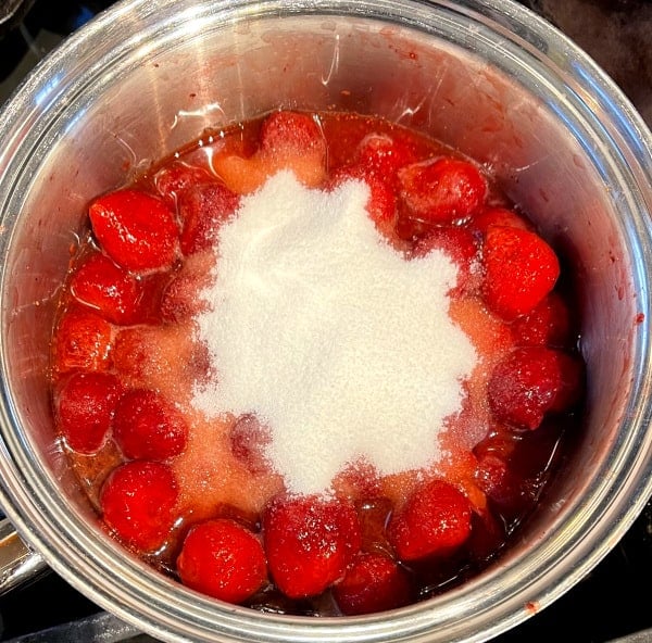 Strawberry sauce with sweetener added.