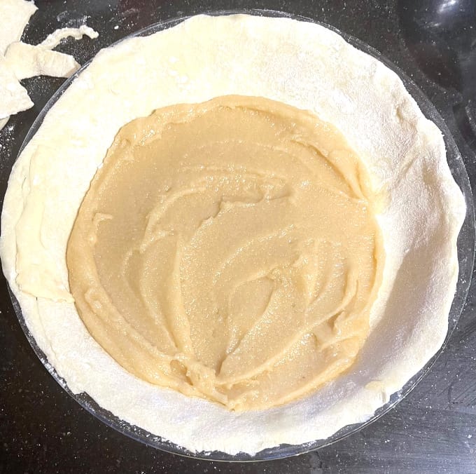 Frangipane layered in bottom crust.