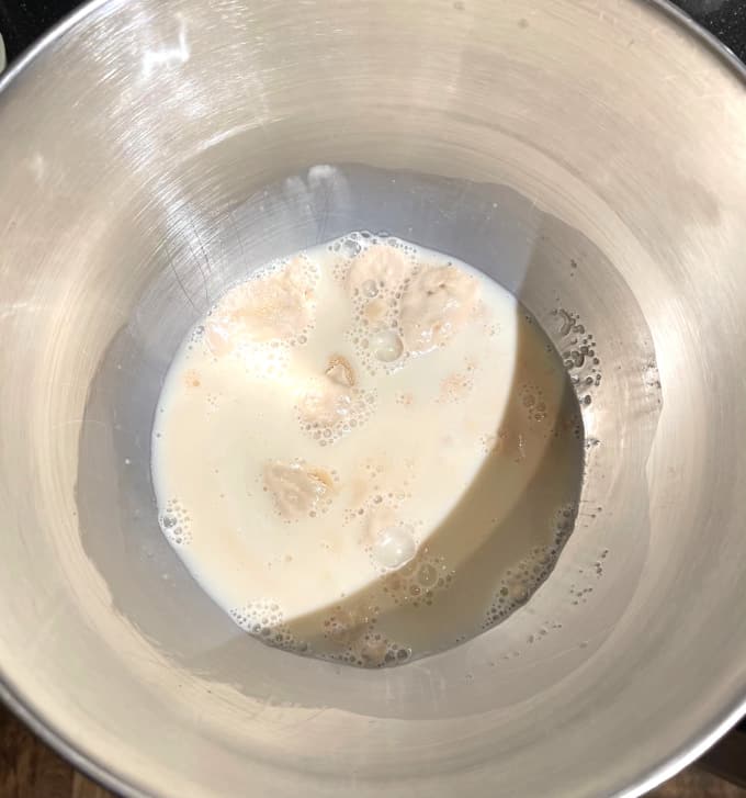 Yeast blooming in bowl.