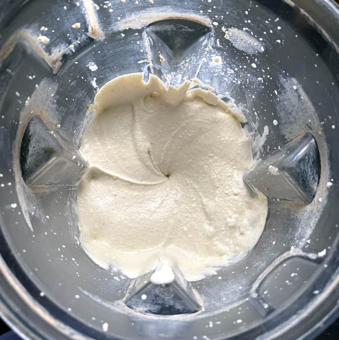 Tofu cream blended in blender.