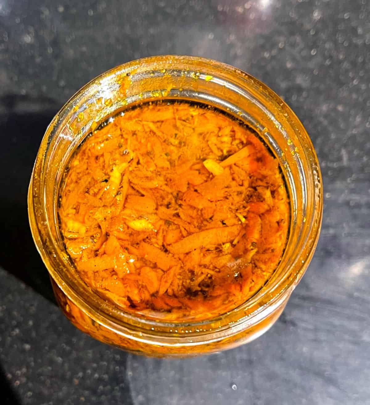 Carrot pickle in mason jar before fermenting.