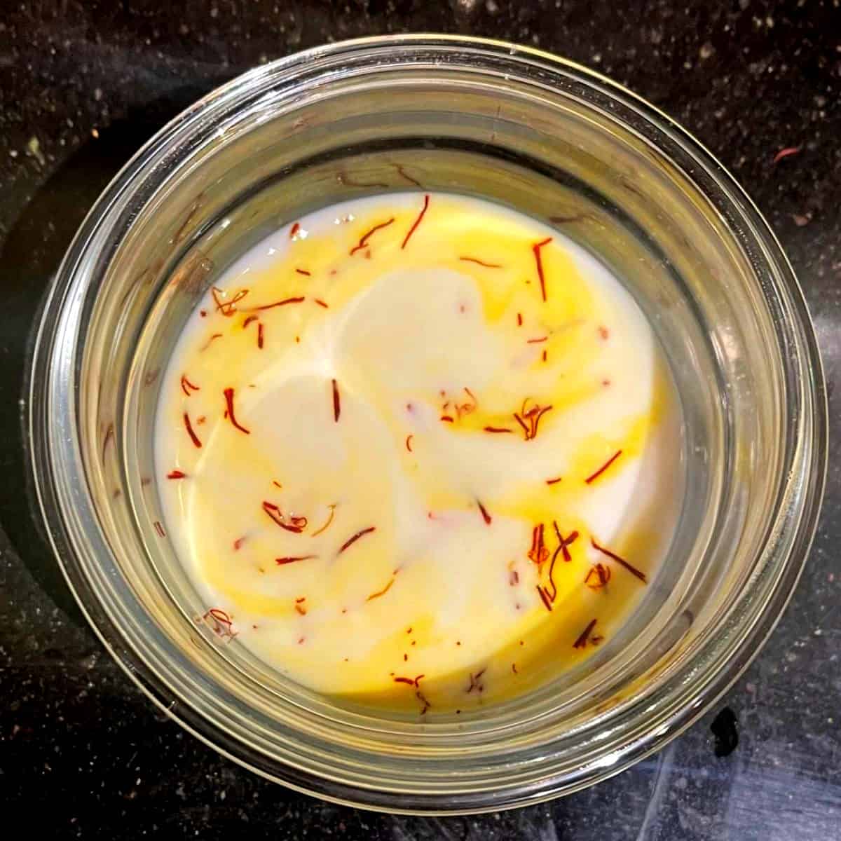 Saffron soaking in milk.