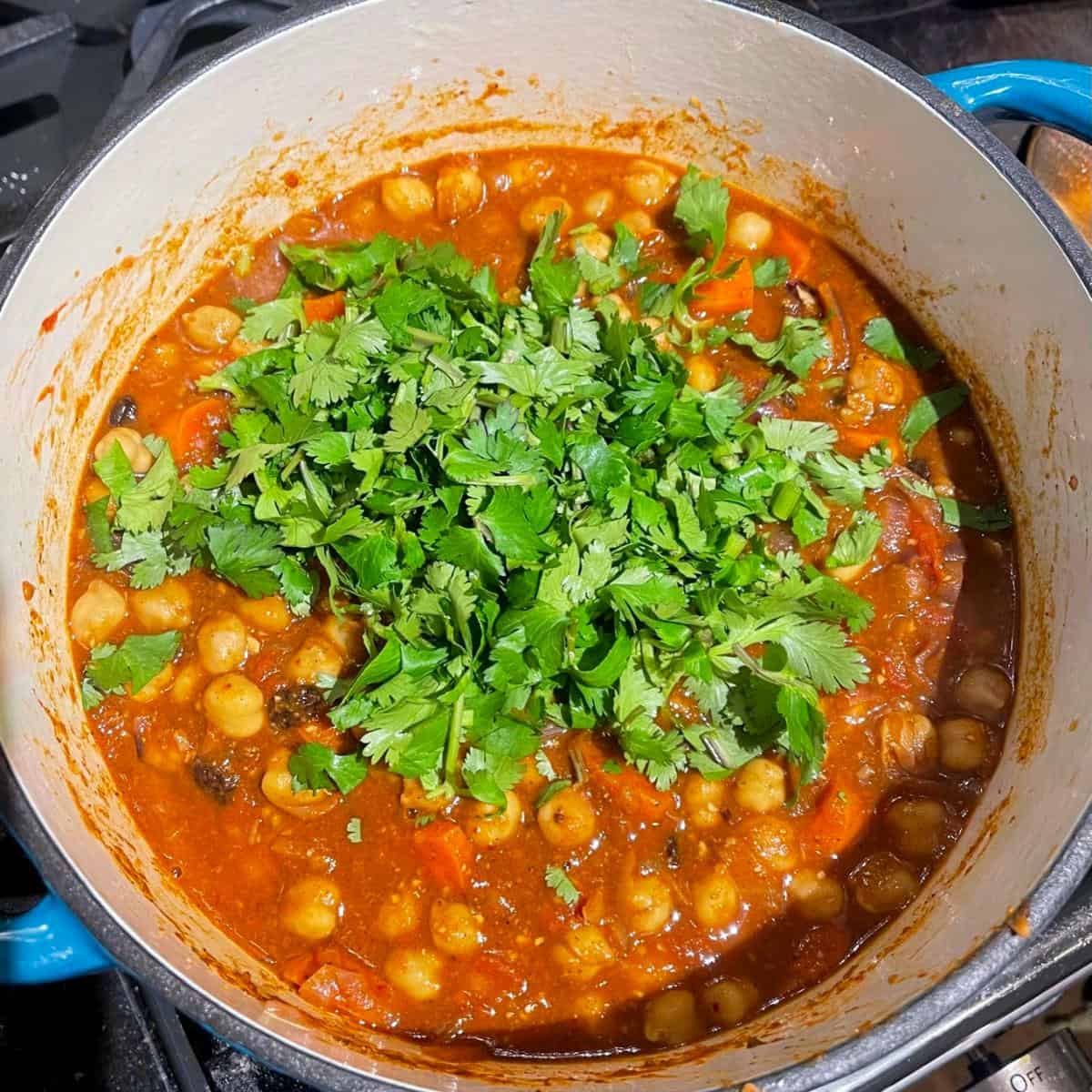 Chickpea tagine with cilantro added