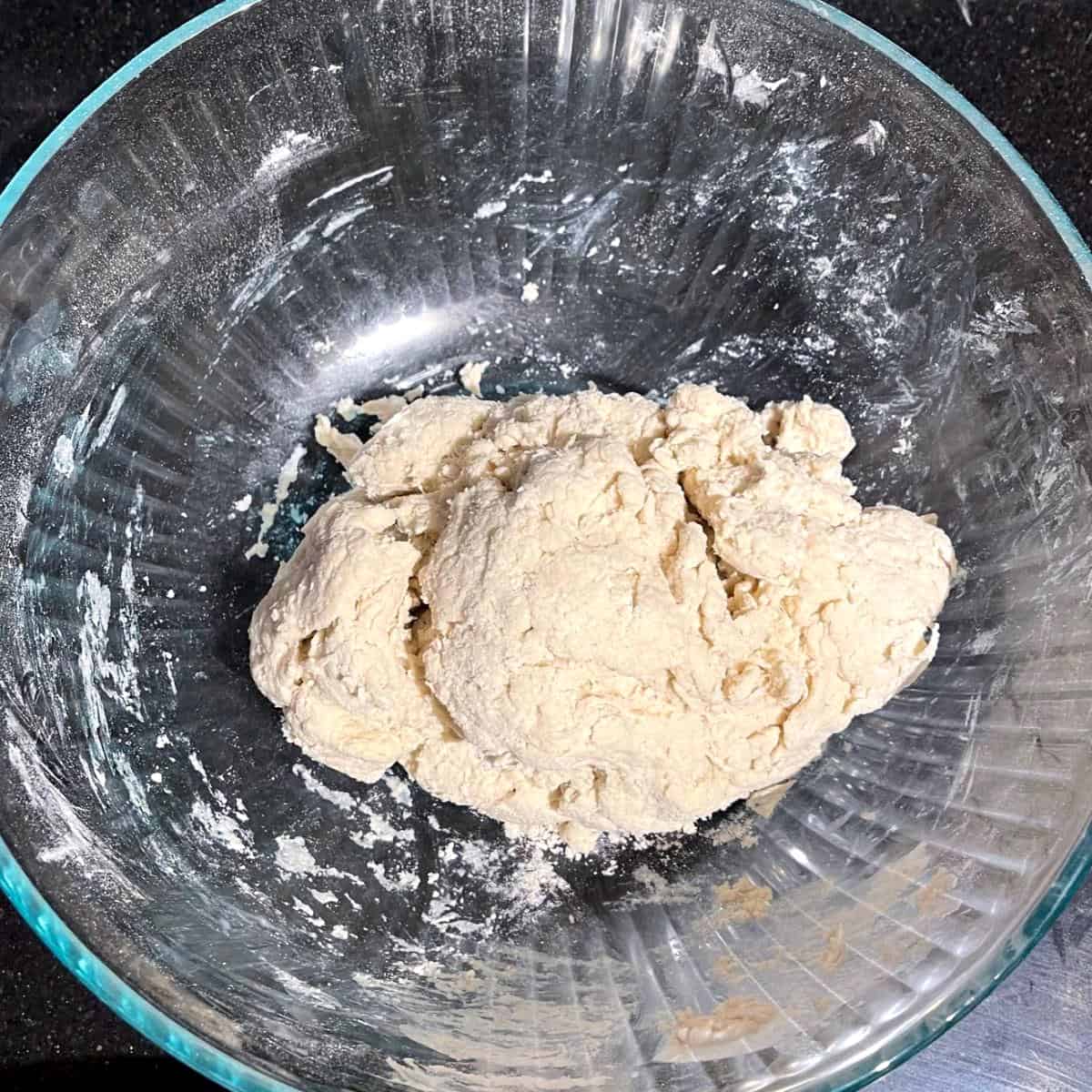 Dough formed in bowl.
