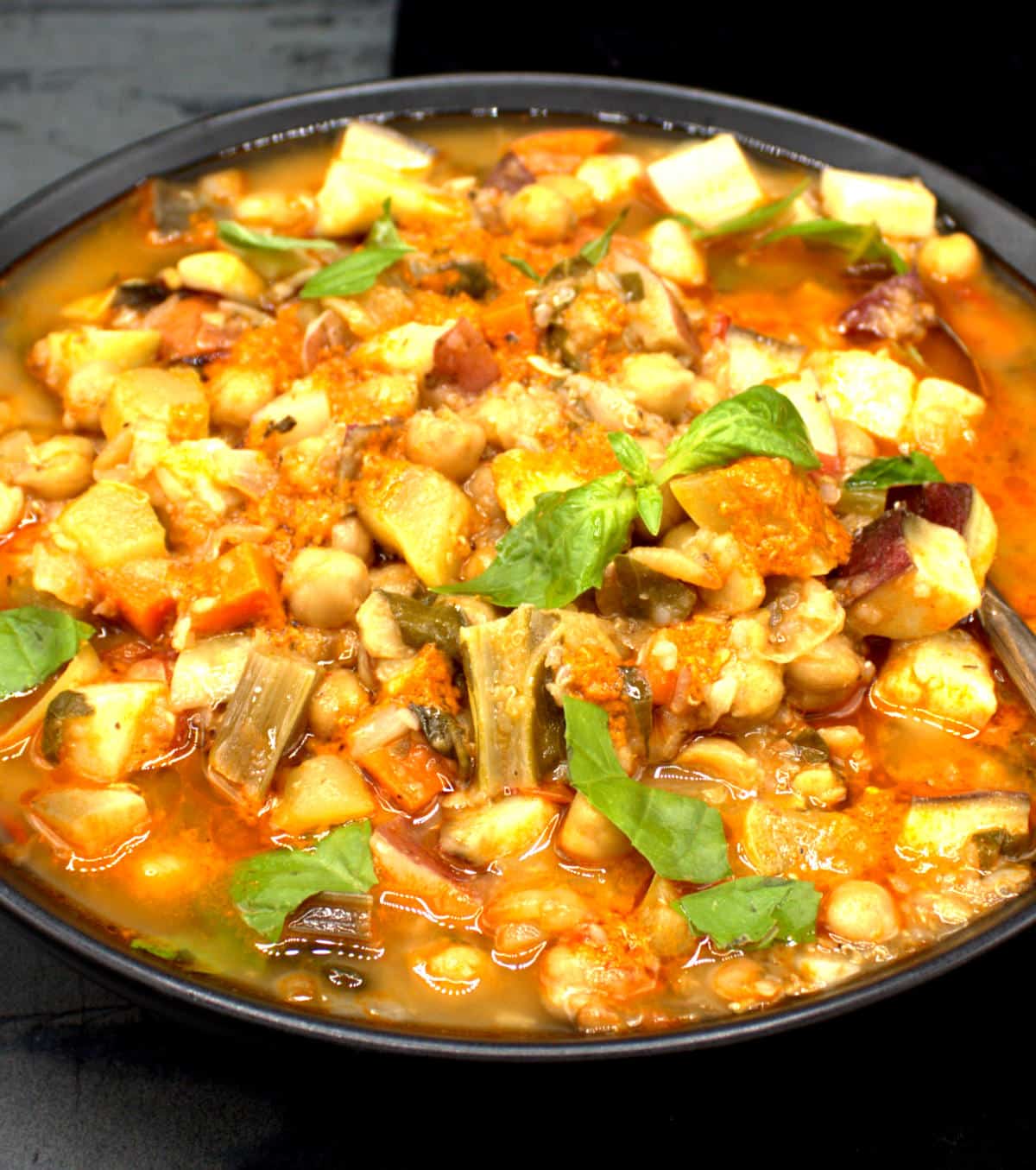 Vegetable stew in bowl.
