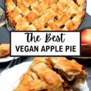 Vegan apple pie images with text that says 