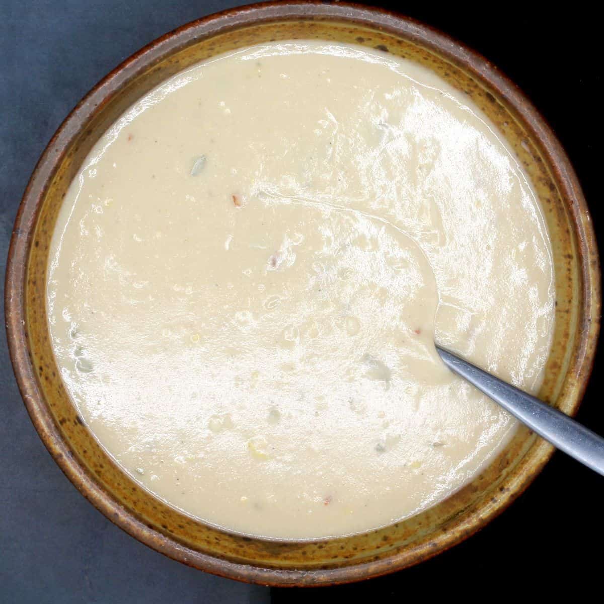 Vegan white pasta sauce in bowl.