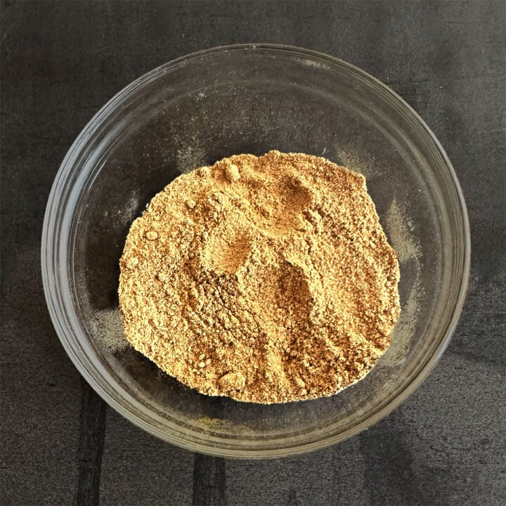 Bowl of dried mango powder, amchur.