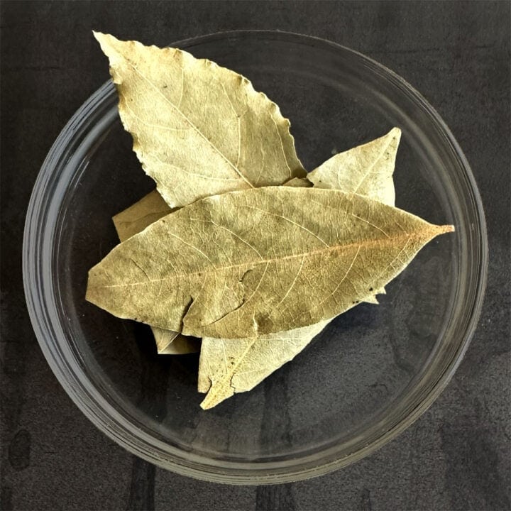 Bowl of bay leaves or tejpatta.