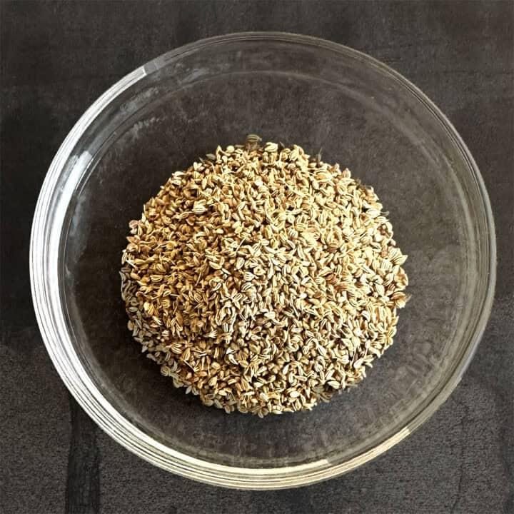 Bowl of carom seeds or ajwain.