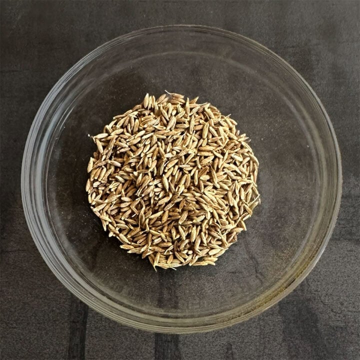 Bowl of cumin seeds.
