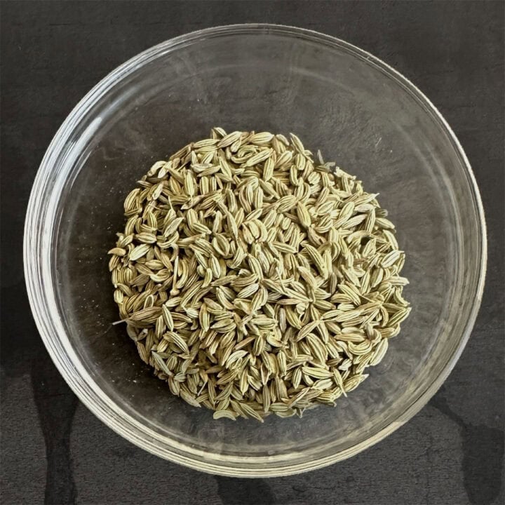 Bowl of fennel seeds.