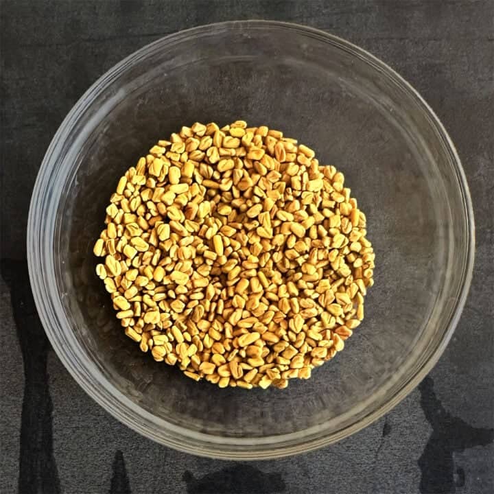 Bowl of fenugreek seeds.