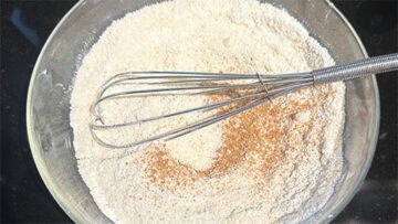 Dry ingredients mixed in bowl.