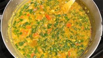 Moringa dal simmering on stove.