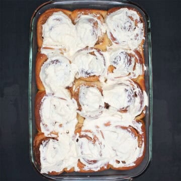 Vegan sourdough cinnamon rolls.