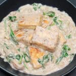 Vegan tofu florentine in bowl.