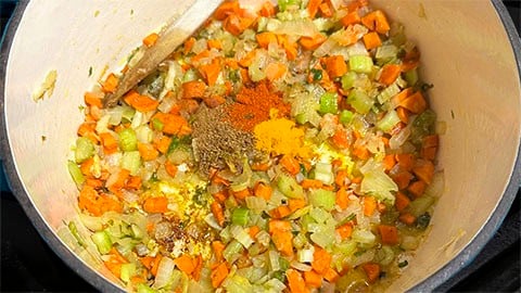 Spices added to pot.