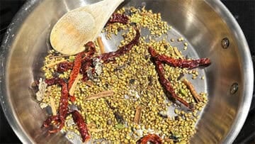 Toasted spices in skillet.
