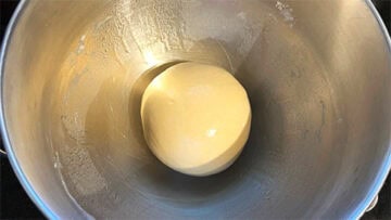 Dough formed into a ball.