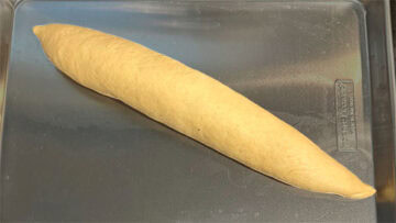 Whole wheat French bread before second proof.