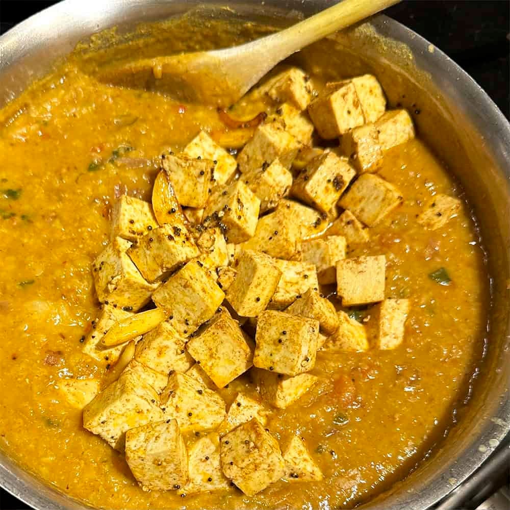 Tofu added to dal.