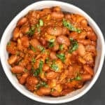 Top down photo of easy pinto beans in a bowl.