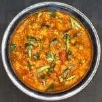 Instant Pot sambar in a serving bowl.