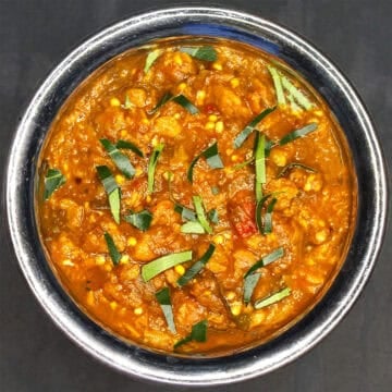 Instant Pot sambar in a serving bowl.